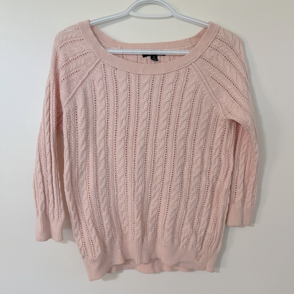 Light  Pink Cable Knit Sweater AE